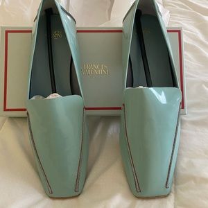 Frances Valentine, light blue, patent loafer, size 11. NWOT.